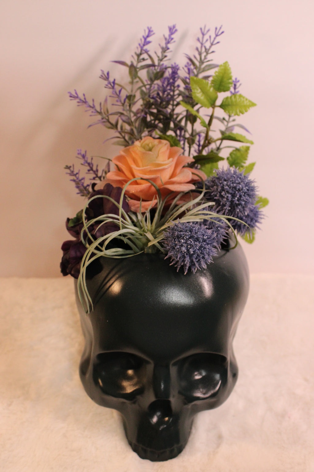 Hunter Green Skull Succulent Flower Decor